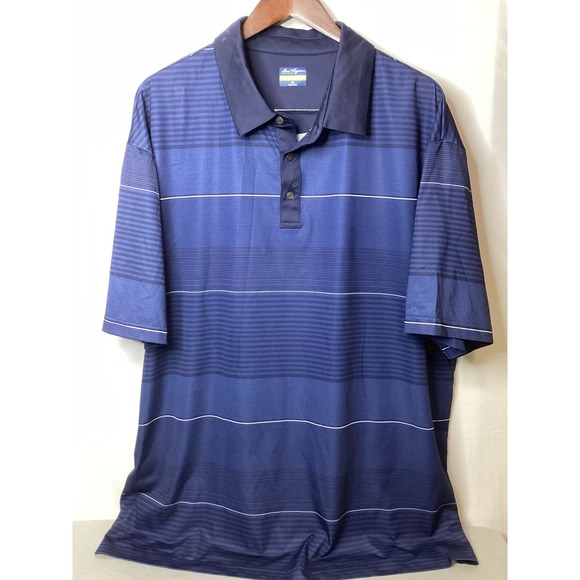 Ben Hogan Performance Golf Polo Shirt 2XL Blue Striped 30% Recycled Polyester‎ - Picture 3 of 11